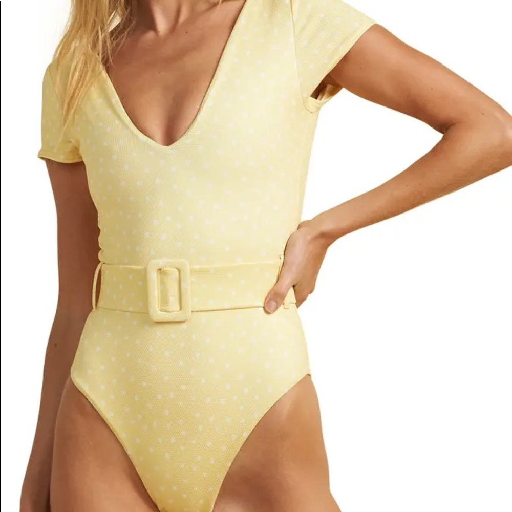 Billabong x The Salty Blonde Sundipped Cap Sleeve One-Piece Swimsuit sz M